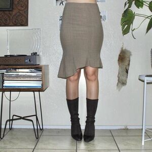 Y2k bebe skirt vintage brown asymmetric ruffle pencil skirt from Bebe